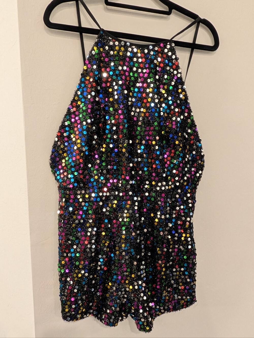 Nwt PRETTY LITTLE THING 90's Lurex Sequin Plaything Romper Multicolor Women's 12